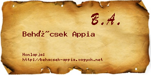 Behácsek Appia névjegykártya